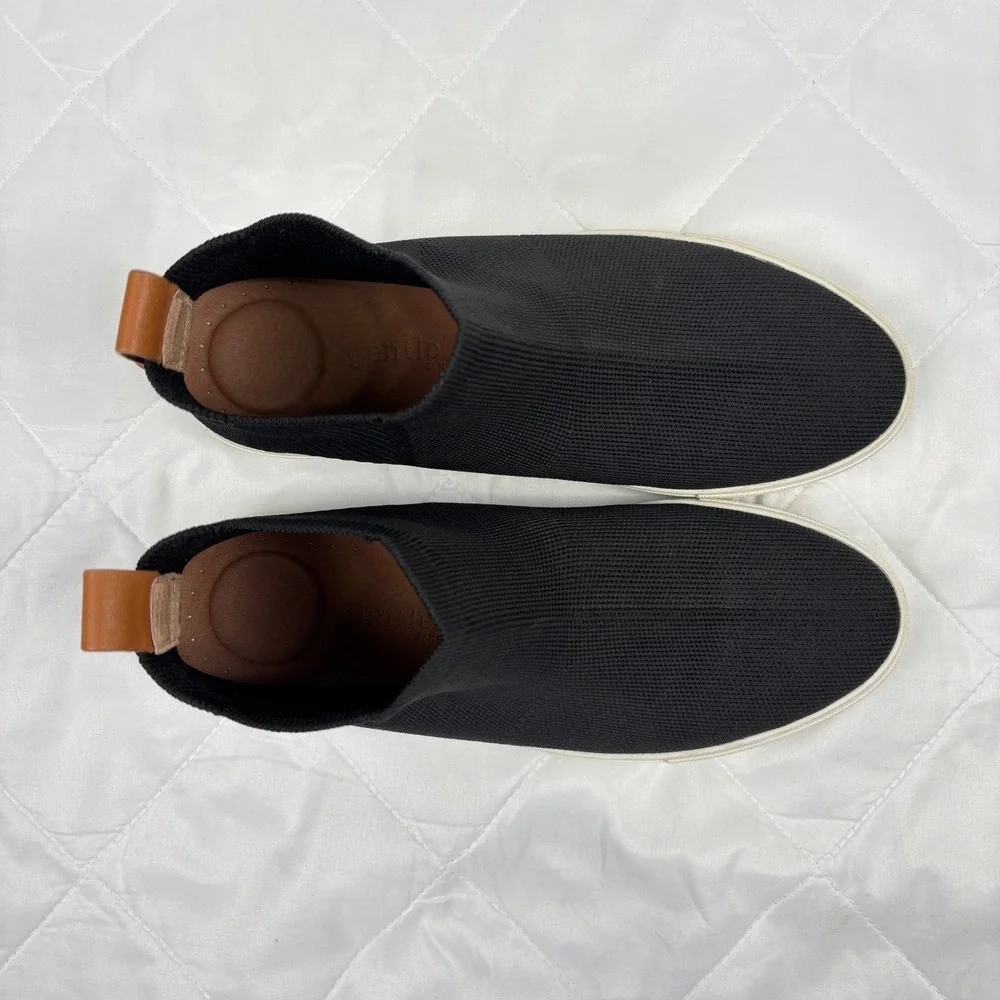 Gentle Souls by Kenneth Cole Knit Slip-On Sneaker Booties Black‎ Women's 8.5